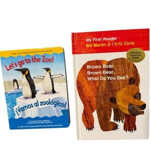 Kids Book Bundle Eric Carle Brown Bear + Bilingual Let’s Go to the Zoo